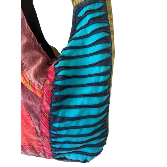 Handcrafted Patchwork Ripped Sling Bag  Made In Nepal - Picture 5 of 15